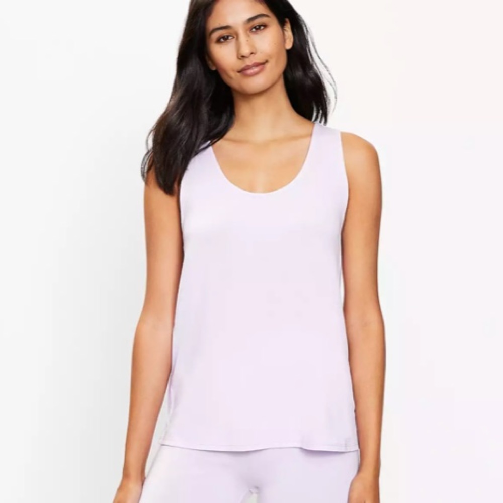 NWT LOFT Luxe Knit Pajama Tank‎ Top and Pants - Fresh Lilac